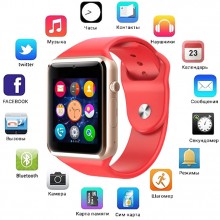 Смарт-часы Smart Watch фитнес браслет с камерой и цветным дисплеем 1,54" сенсорный экран, шагомер, слот под Sim-карту Bluetooth Red (A1-Original-S1)