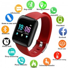 Смарт-часы Smart Watch спортивный фитнес браслет с цветным дисплеем 1,3" сенсорный экран, шагомер, счётчик калорий Bluetooth Красные (116-Plus-S1)