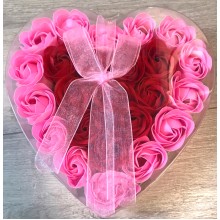 Мыло из роз ароматическое Soap Flowers подарочный набор в форме сердца 24 бутона роз Розовое (Rose-12)