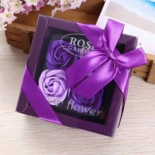 Подарочный набор ароматические розы из мыла Soap Flowers цветы ручной работы с эфирным маслом 4 бутона Фиолетовые (Rose-5)