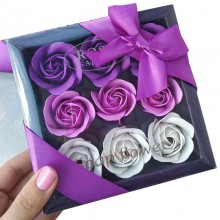 Подарочный набор с розами из мыла Soap Flowers ароматические цветы с эфирным маслом розы 9 бутонов Разноцветные (Rose-4)