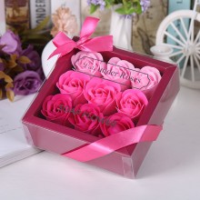 Подарочный набор с розами из мыла Soap Flowers ароматические цветы с эфирным маслом розы 9 бутонов Розовый (Rose-7)