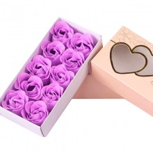 Цветы из мыла Soap Flowers ароматическая роза с эфирным маслом в подарочной упаковке 10 бутонов роз Фиолетовые (Rose-3)