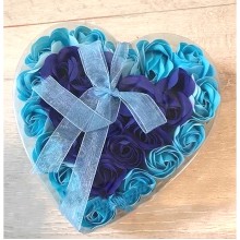 Мыло из роз ароматическое Soap Flowers подарочный набор в форме сердца 24 бутона роз Blue (Rose-11)
