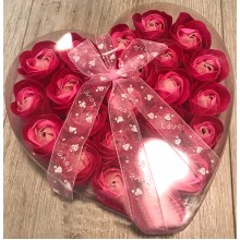 Мыло из роз ароматическое Soap Flowers подарочный набор в форме сердца 24 бутона роз Красное (Rose-17)