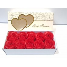 Розы из мыла ароматические Soap Flowers с эфирным маслом розы в подарочной упаковке 10 штук Красные (Rose-1)