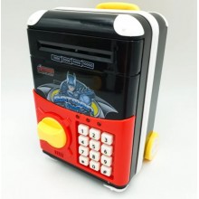 Копилка для банкнот и монет Number Bank детский сейф Супергерои в форме чемодана на колёсах банкомат с электронным кодовым замком (1808Z-S1)