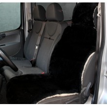 Меховая накидка на ОДНО переднее сиденье автомобиля FurCar двухсторонний натуральный мех 150х50 см Черная (318-N-S1)