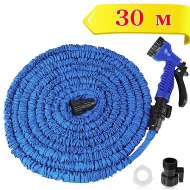 Шланг для полива саморастягивающийся X-HOSE с распылителем 7 режимов 30 м Синий (Garden hose-30-S1)