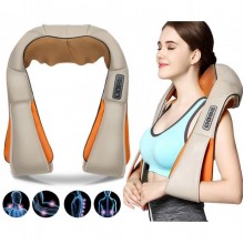 Массажер роликовый с функцией инфракрасного теплового воздействия Massager of neck kneading для всего тела 4 кнопки Бежевый (11150-S1)