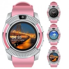 Смарт-часы с камерой и sim-картой Smart Watch сенсорные Bluetooth Розовые (AV-SMAR88)