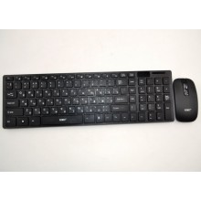 Беспроводная Клавиатура + Мышь UKC раскладка клавиатуры Eng / Ru Чёрная (K06-S1) 