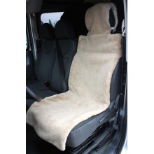 Меховая накидка на ОДНО переднее сиденье автомобиля FurCar двухсторонний натуральный мех 150х50 см Капучино (318-New-S1)