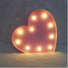 Ночник для детей Сердце LOVE LED-светильник UKC Baby Play 10 светодиодов 27 см Розовый (Heart-FL-S1)