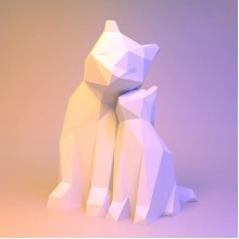 3D-аппликация оригами Котята Papercraft бумага LUX качества и клей (066-S1)