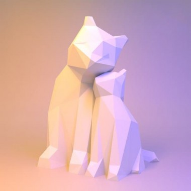 3D-аппликация оригами Котята Papercraft бумага LUX качества и клей (066-S1)