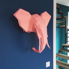 3D-аппликация оригами Голова Слона Papercraft бумага LUX качества и клей (080-S1)