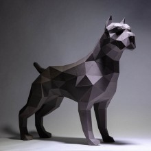3D-аппликация оригами Питбуль Papercraft бумага LUX качества и клей (410-S1)