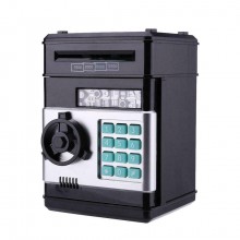 Копилка для банкнот и монет Number Bank детский сейф банкомат с кодовым замком, звуковым сопровождением и кнопками 19х13 см Черная (5265)