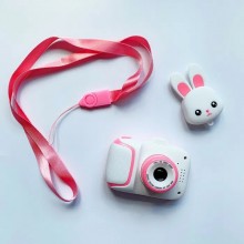 Цифровой детский фотоаппарат с силиконовой крышкой в форме зайчика Cartoon Camera с цветным дисплеем и играми White (Х11)