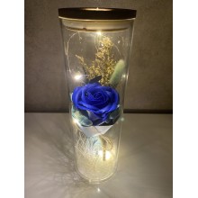 Роза в стеклянной прозрачной колбе Just for You цветок с LED подсветкой 25 см Синяя (Rose-S1)
