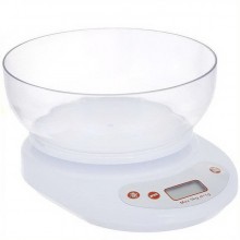 Электронные кухонные весы Matarix со съёмной пластиковой чашей до 5кг Белые (KE-2)