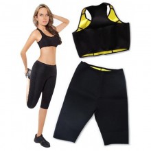 Спортивный комплект Fitness Hot бриджи и топ для похудения Чёрный с жёлтым