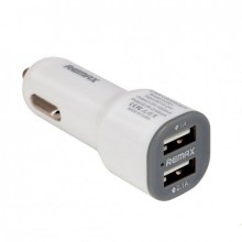 Автомобильное зарядное устройство Remax адаптер питания два USB выхода Белый (CC201)