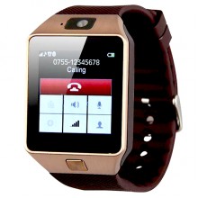 Смарт часы Smart Watch дисплей 1.56 дюйм с камерой 1.3 Мп Коричнево-золотые (DZ09)