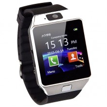 Смарт часы Smart Watch дисплей 1.56 дюйм с камерой 1.3 Мп Чёрно-серебряные (DZ09)