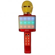 Микрофон Wster с караоке и четырьмя стилями обработки голоса LED подсветка Bluetooth 27см Красный (WS-1828-А)