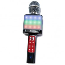 Микрофон Wster с караоке и четырьмя стилями обработки голоса LED подсветка Bluetooth 27см Чёрный (WS-1828-А)
