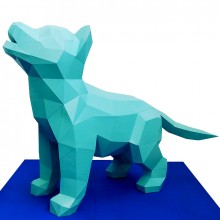 3D-аппликация Papercraft оригами собака хаски Blue (090)