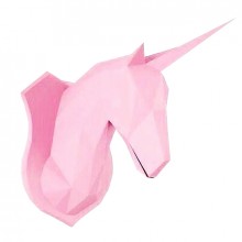 3D-аппликация Papercraft оригами голова единорога Pink (026)