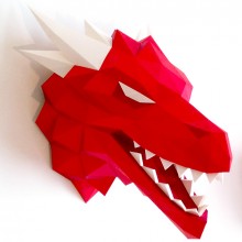 3D-аппликация Papercraft оригами голова дракона Red (016)