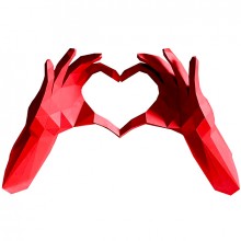 3D-аппликация Papercraft оригами пальцы рук сложенные в форме сердца Red (103)